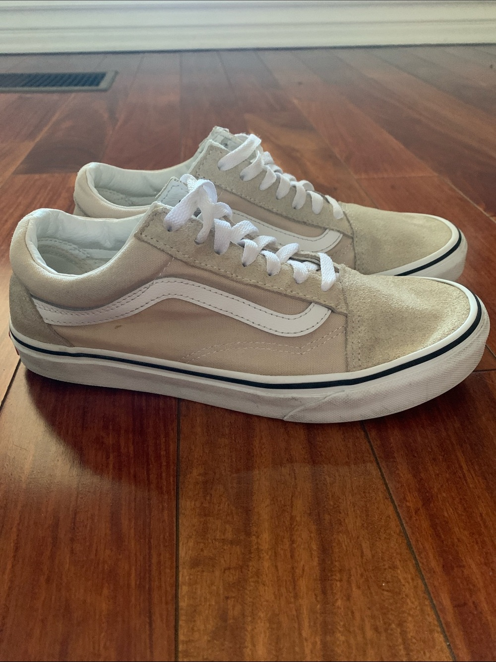 Vans Old Skool Low-Top Sneakers in Beige and White
